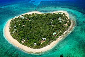 Fiji Prints: Aerial view of the heart-shaped island of Tavarua