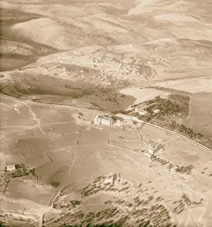 1925 Prints: Aerial view of Hebrew University campus on Mt. Scopus, Jerusalem. 1925, Jerusalem, Israel