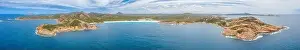 Esperance Prints: Aerial view of Hellfire bay near Esperance viewed during a cloudy day, Australia