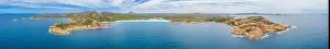 Esperance Prints: Aerial view of Hellfire bay near Esperance viewed during a cloudy day, Australia