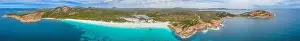 Esperance Prints: Aerial view of Hellfire bay near Esperance viewed during a cloudy day, Australia