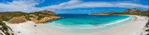 Esperance Prints: Aerial view of Hellfire bay near Esperance viewed during a cloudy day, Australia