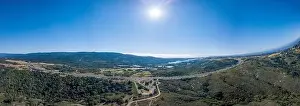 Country Side Prints: Aerial view of highway 280 early morning traffic surrounded by mountains vista point