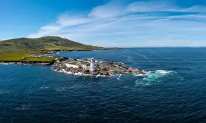 Iveragh Peninsula Prints: Aerial view of the historic Valentia Island Lighthouse in County Kerry of western Ireland