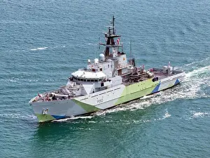 Royal Navy Prints: Aerial view of HMS Mersey (P283)