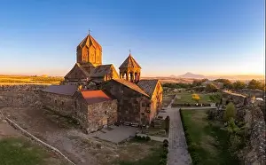 Armenian Prints: Aerial view of Hovhannavank monastery and Ohanavan village