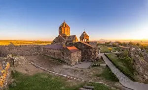 Armenian Prints: Aerial view of Hovhannavank monastery and Ohanavan village