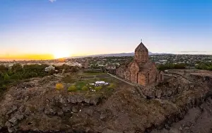Armenian Prints: Aerial view of Hovhannavank monastery and Ohanavan village