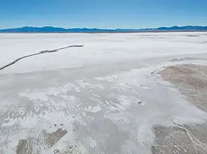 Crystallization Prints: Aerial view of the huge salt flats Salinas Grandes de Jujuy in northern Argentina while traveling South America