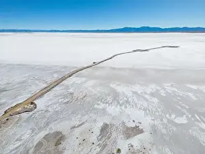 Vastness Prints: Aerial view of the huge salt flats Salinas Grandes de Jujuy in northern Argentina while traveling South America