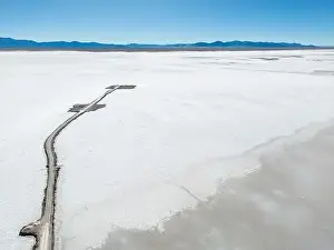 Crystallization Prints: Aerial view of the huge salt flats Salinas Grandes de Jujuy in northern Argentina while traveling South America