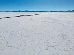 Crystallization Prints: Aerial view of the huge salt flats Salinas Grandes de Jujuy in northern Argentina while traveling South America