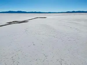 Crystallization Prints: Aerial view of the huge salt flats Salinas Grandes de Jujuy in northern Argentina while traveling South America