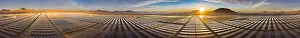 Infinity Prints: Aerial view of hundreds solar energy panels rows along the dry lands at Atacama Desert