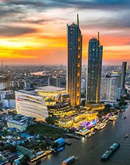 Department Capital Prints: Aerial view of Icon Siam water front building in downtown Bangkok, Thailand
