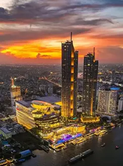 Aerial view of Icon Siam water front building in downtown Bangkok, Thailand