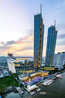 Department Capital Prints: Aerial view of Icon Siam water front building in downtown Bangkok, Thailand