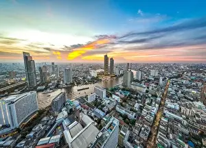 Department Capital Prints: Aerial view of Icon Siam water front building in downtown Bangkok, Thailand