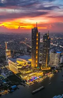 Aerial view of Icon Siam water front building in downtown Bangkok, Thailand