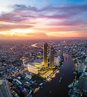 Department Capital Prints: Aerial view of Icon Siam water front building in downtown Bangkok, Thailand
