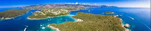 Bella Prints: Aerial view of iconic paradise sandy beaches with turquoise sea in complex islands of Agios Nikolaos