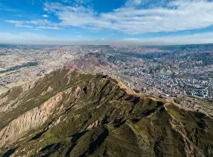 High Lying Prints: Aerial view from the impressive landmark Muela del Diablo down into the valley with the highest capital