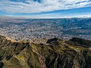 High Lying Prints: Aerial view from the impressive landmark Muela del Diablo down into the valley with the highest capital
