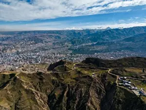 High Lying Prints: Aerial view from the impressive landmark Muela del Diablo down into the valley with the highest capital