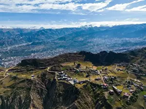 Overland Prints: Aerial view from the impressive landmark Muela del Diablo down into the valley with the highest capital