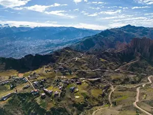 Overland Prints: Aerial view from the impressive landmark Muela del Diablo down into the valley with the highest capital