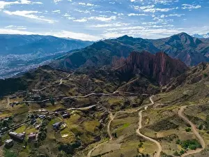 High Lying Prints: Aerial view from the impressive landmark Muela del Diablo down into the valley with the highest capital