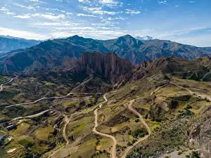 High Lying Prints: Aerial view from the impressive landmark Muela del Diablo down into the valley with the highest capital