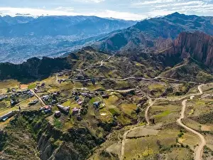 High Lying Prints: Aerial view from the impressive landmark Muela del Diablo down into the valley with the highest capital