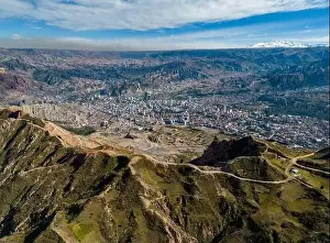 Aerial view from the impressive landmark Muela del Diablo down into the valley with the highest capital