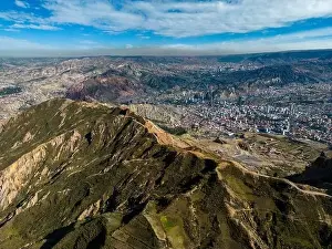High Lying Prints: Aerial view from the impressive landmark Muela del Diablo down into the valley with the highest capital