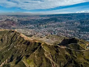 Aerial view from the impressive landmark Muela del Diablo down into the valley with the highest capital