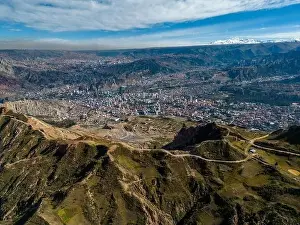 High Lying Prints: Aerial view from the impressive landmark Muela del Diablo down into the valley with the highest capital