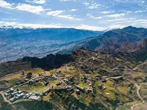Aerial view from the impressive landmark Muela del Diablo down into the valley with the highest capital