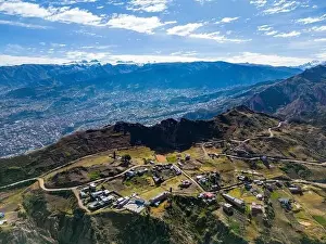 High Lying Prints: Aerial view from the impressive landmark Muela del Diablo down into the valley with the highest capital