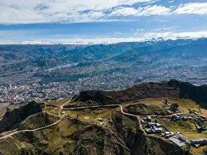 High Lying Prints: Aerial view from the impressive landmark Muela del Diablo down into the valley with the highest capital