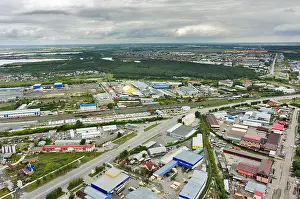 Intersection Prints: Aerial view of an Industrial Park area. Tyumen