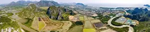 Aerial view of Khao Daeng View Point, the red mountain, in Sam Roi Yot National Park, in Prachuap Khiri Khan, Thailand