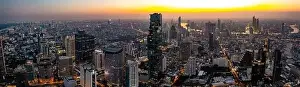 Silom Prints: Aerial view of King Power Mahanakhon tower in Sathorn Silom central business district of Bangkok