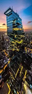 Silom Prints: Aerial view of King Power Mahanakhon tower in Sathorn Silom central business district of Bangkok