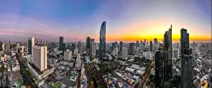 Silom Prints: Aerial view of King Power Mahanakhon tower in Sathorn Silom central business district of Bangkok