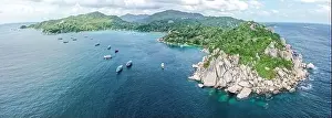 Ko Tao Prints: Aerial view of Koh Tao, Samui Province, Thailand, South east Asia