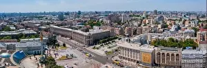 Park River Prints: Aerial view of the Kyiv city. Beautiful streets near the city center