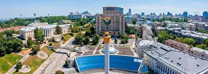 Maidan Prints: Aerial view of the Kyiv Ukraine above Maidan Nezalezhnosti Independence Monument