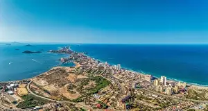 Real Estate Prints: Aerial view of La Manga seaside spit of Mar Menor in the Region of Murcia