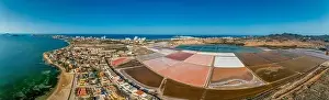 Cartagena Prints: Aerial view of La Manga seaside spit of Mar Menor in the Region of Murcia